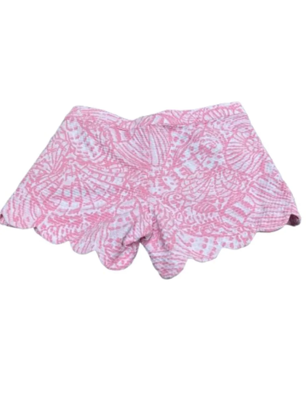 Lilly Pulitzer Shorts 4 1/2" Buttercup Cotton Scalloped Hem Pink White Midrise 6 - Picture 3 of 10